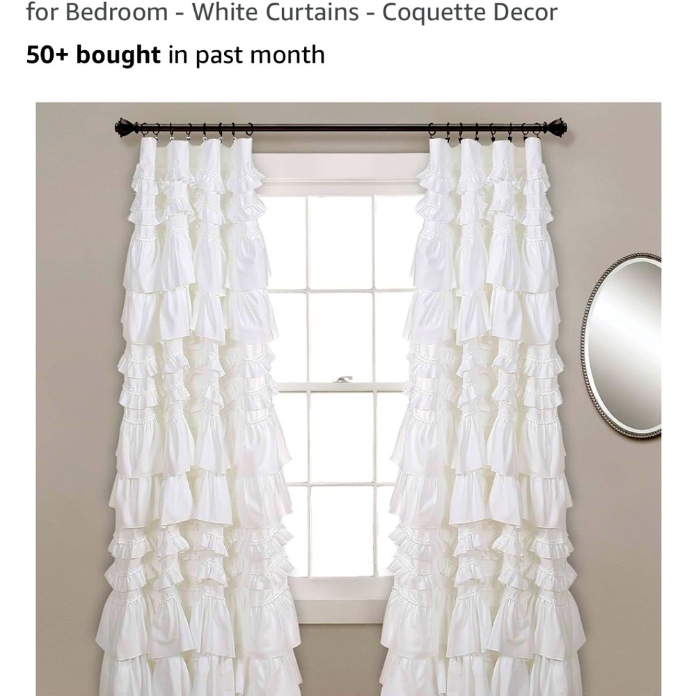 New-Lush Decor Ruffled Kemmy White Ruffled Curtain Panel(1)
